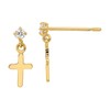 14K Solid Yellow Gold Cubic Zirconia CZ Holy Cross Post