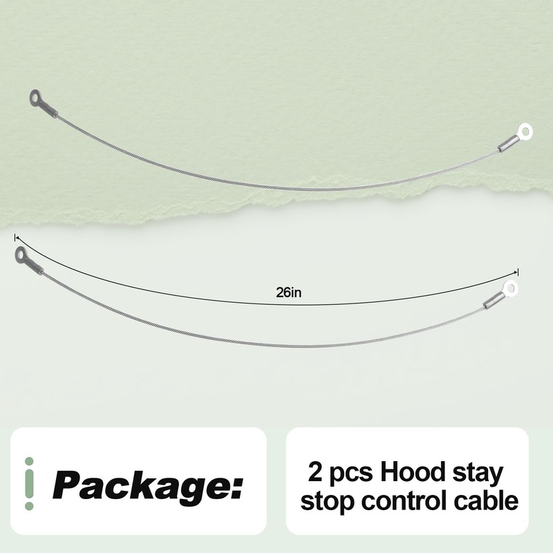 2 PCS Hood Stay Stop Control Cable Set Compatible with