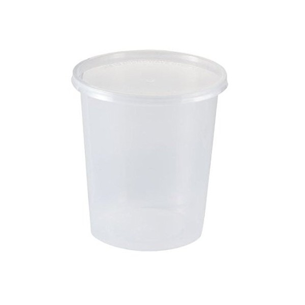 SafePro 32HD, 32 Oz Clear Plastic Soup/Food Containers with Lids,