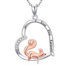 OCJ Squirrel Necklace for Women 925 Sterling Sliver Squirrel Pendant Necklace Animal Jewelry Gifts for Women Her Daughter Birthday Gift