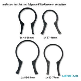 Lens-Aid Filter clamp set for easy removal of lens round filters - filter pliers or filter wrench for camera lens