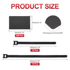 PATIKIL Metal Business Card 0.21mm Thick 3.4x2.1 Inch, 200 Pcs Anodized Aluminum Blank Laser Engraving Cards with Cable Ties for Multipurpose House Office, Black