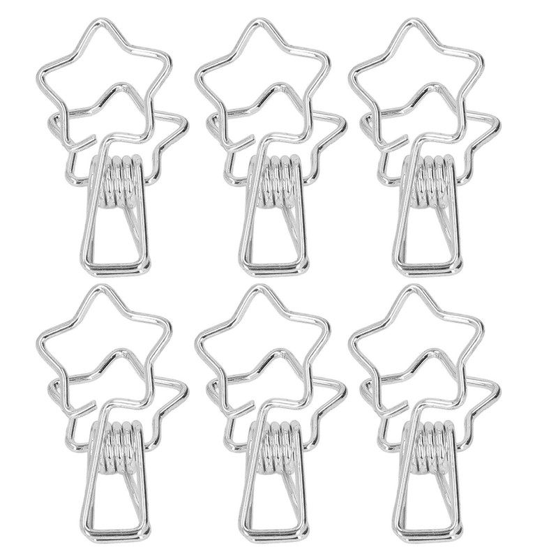 100Pcs Star Binder Clips Hollow Out Cartoon Style Strong Clamping