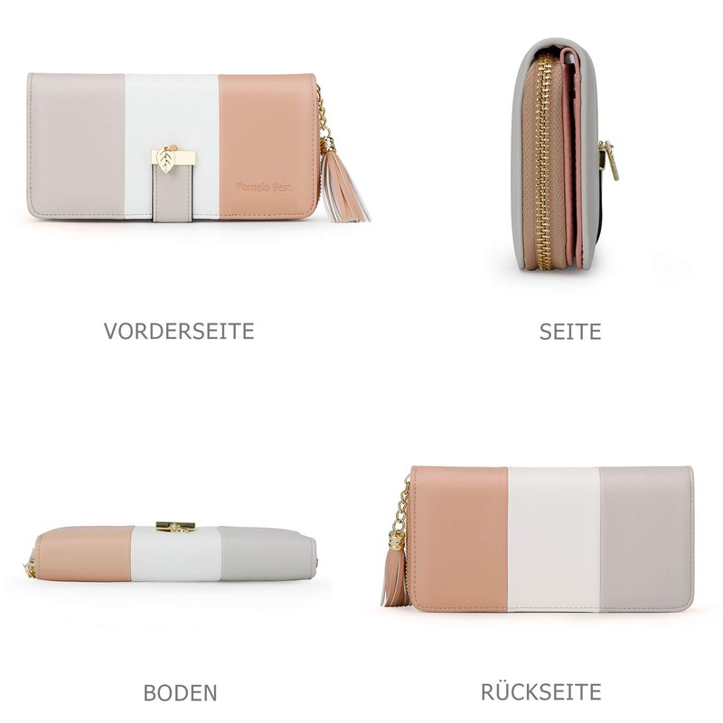 Pomelo Best Women's Purse, Multi-coloured, Striped Wallet, apricot