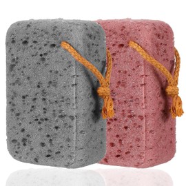 2pcs Large Size Exfoliating Bath Sponges for Men and Women, Soft Loofah Body Scrubber for Shower & Bathroom Use, Durable Exfoliator for Smooth Skin (Grey, Red-Brown)