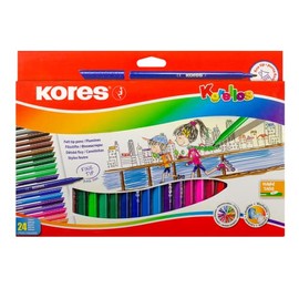 Kores - Korellos: 24 Coloured Felt Tip Pens for Kids and Adults with Fine Tip, Washable and long-lasting, School Supplies Set of 24 Assorted Colours