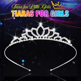 Kilshye Girls Princess Tiara Silver Rhinestone Tiaras Crystal Hair Accessories for Birthday (Silver)