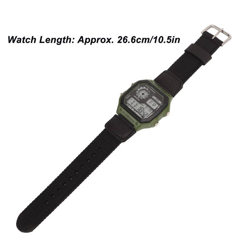 Digital Sport Watch Canvas Strap Luminous Waterproof Retro Sport Watch