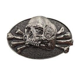 No Rest Skull Belt Buckle Grey