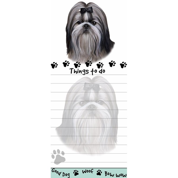 "Shih Tzu Magnetic List Pads" Uniquely Shaped Sticky Notepad Measures 8.5 by 3.5 Inches