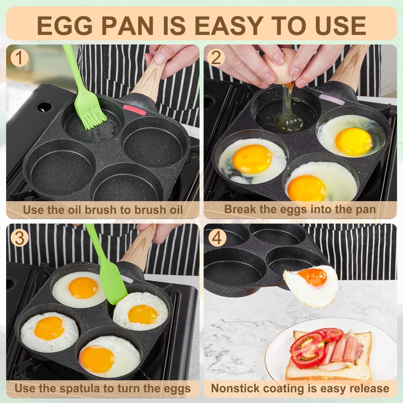 MyLifeUNIT Egg Frying Pan, 4-Cup Egg Pan Nonstick, Fried Egg