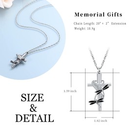 AIWENXI Dragonfly Urn Necklaces for Ashes Cross Infinity Cremation Jewelry Stainless Steel Memorial Keepsakes Lover Ash Holder Pendant for Men Women