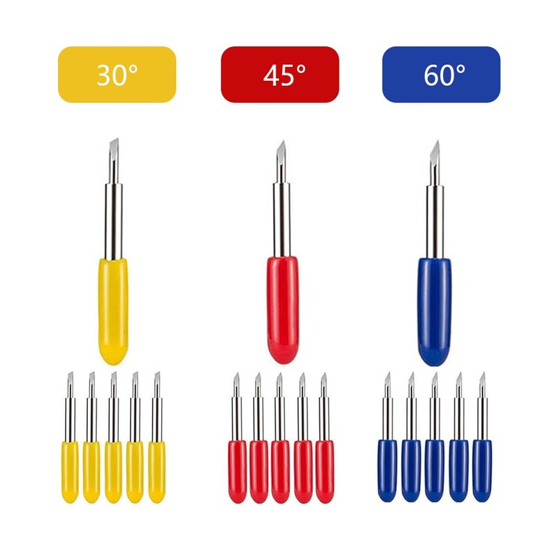 Haosie Vinyl Cutter Blades,15pcs (30/45/60 Degree) Cutting Knife Tungsten Steel