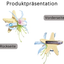 2 Stück Seestern Haarklammer Groß, Haarspangen Damen, Niedliche Blumen Haarklammer für Frauen Mädchen Haarstyling Zubehör, Haarspange Blume, Seestern Haarclips für Dickes & Dünnes Haar(blau-N)