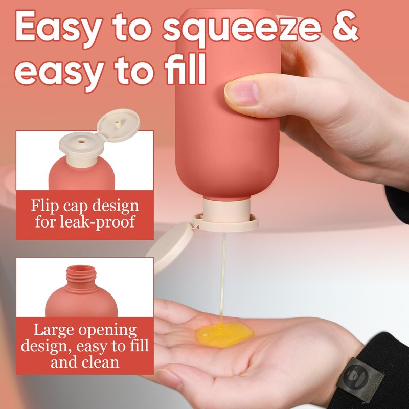 Travel Shampoo Bottle, Empty Plastic Squeeze Bottles 6.8 oz with