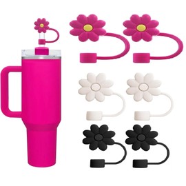 6 Piezas Fundas de popotes de flores Paja Silicona,tapas de silicona reutilizables, protectores de popote,Adecuado para la Mayoría Pajitas (Mixed color-Q6)