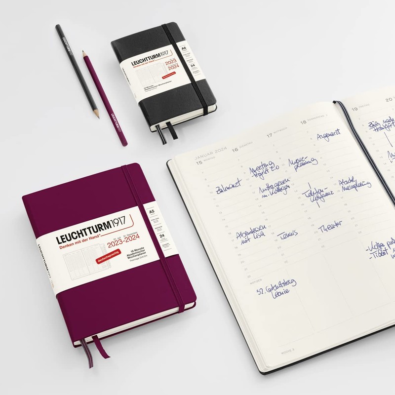 LEUCHTTURM1917 367558 Academic Week Planner Pocket (A6) 2024, with booklet,
