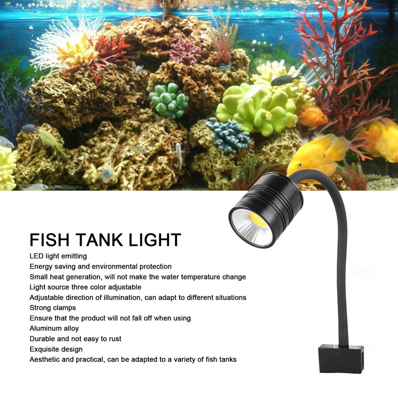 Clip On Fish Tank Light 3 Colors Adjustable Exquisite Beautiful
