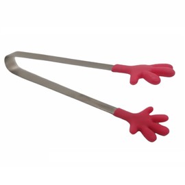 Handy Housewares 5" Long Stainless Steel Mini Tongs with Silicone Hand Shaped Tips (1 Pack, Pink)
