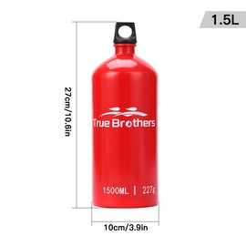 1.5L Aluminum Oil Fuel Bottle Alcohol Liquid Gas Oil Container for Camping Hiking Backpacking