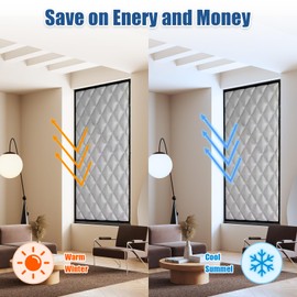 Elfzone Window Insulation for Winter - 39*59in Blackout Curtain, Soundproof Curtains, Oxford Cloth and Cotton Fiber Filled, Black Out Shades for Living Room Bedroom (Gray )