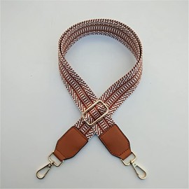 PTNKUIIY Adjustable 3.8 cm Shoulder Strap, Multicoloured Wide Bag Strap, Shoulder Strap, 130 cm for Men and Women, Girls, DIY Accessories for Bag with Carabiner, Gold, Brown