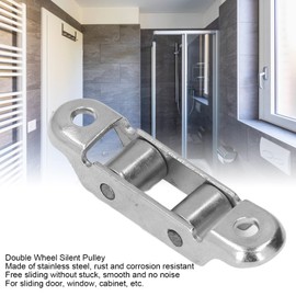 4Pcs Heavy Duty Sliding Patio Door Roller Stainless Steel Double Drive Door Sliding Roller Silent Sliding Roller Universal Metal Sliding Axles Window Pulley for Sliding Door,Sliding Window,Cabinets