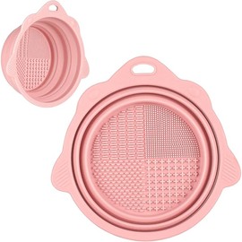 Foldable Silicone Makeup Brush Cleaner Bowl - Etercycle Portable Cleaning Tool for Brushes, Powder Puffs, and Sponges (Pink)