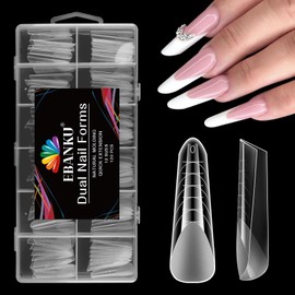 EBANKU 120PCS Clear Matte Dual Nail Forms System Coffin Nail Mold Tips Acrylic Stiletto Nail Extension Tools for Nail Art Salon Nails Design
