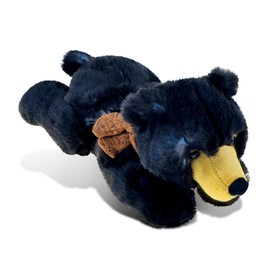 DolliBu Lying Wild Black Bear Super-Soft Stuffed Plush Cuddly Animal Toy - Animal / Wild Animals Theme - 10 INCH - Unique huggable loveable New friend Gift - Item #5337