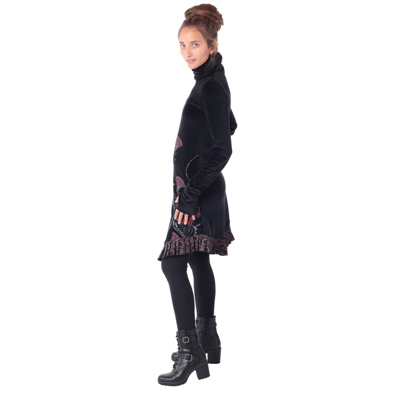 PUREWONDER Velvet Dress with Collar dr20, black