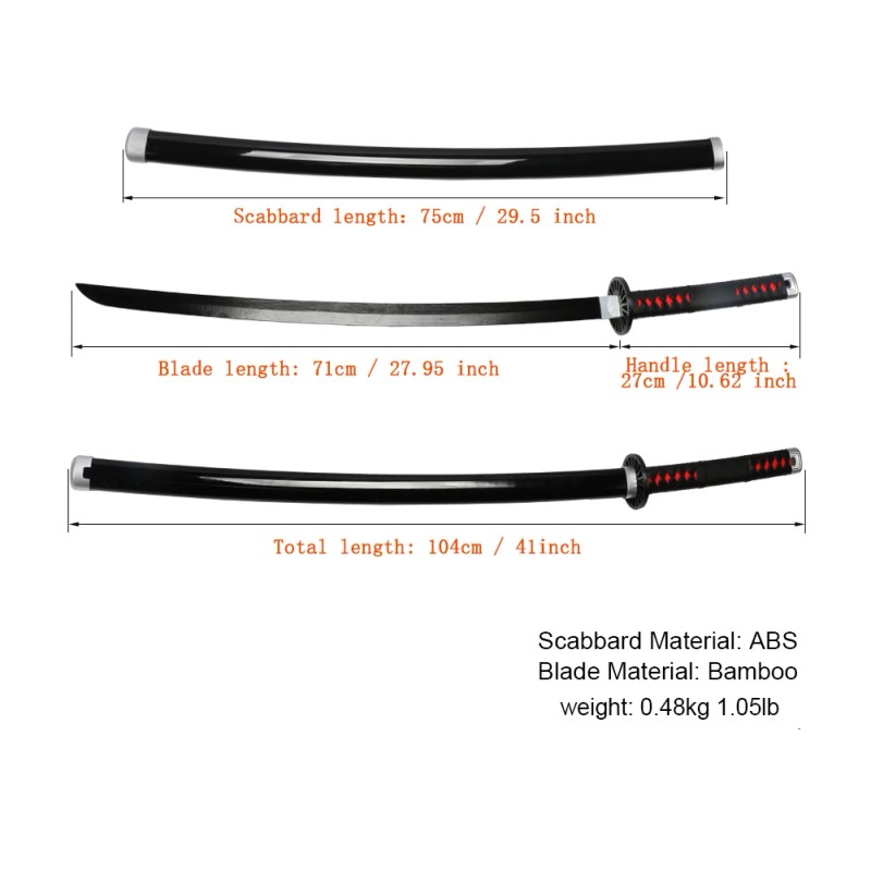 Wood Demon Slayer Katana Sword Anime Cosplay Weapons PropsColor: Tanjiro
