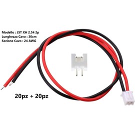 ATEC JST XH2.54 2P 30 cm Cable (Pack of 20) for Drones, RC Helicopters, DIY Projects