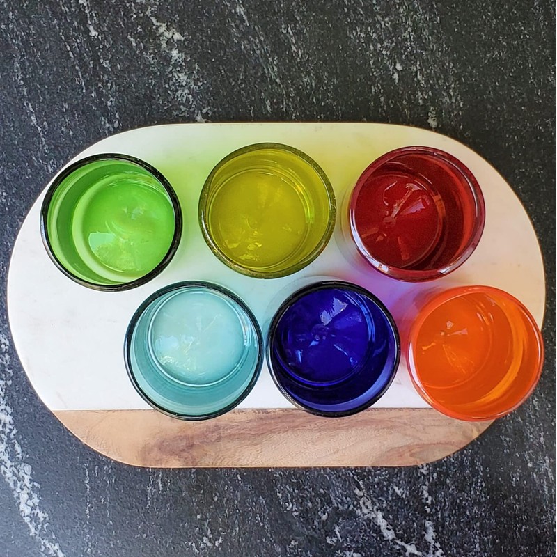 MexHandcraft Rainbow Colored 14 oz Drinking Glasses (set of 6),