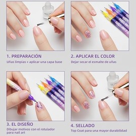 12 Colores Lapicero de Esmalte de Uñas Kit Profesional, Set de Plumones para Diseño de Nail Art, Pintura y Decoración Manicure, para Dots Fácil de Usa