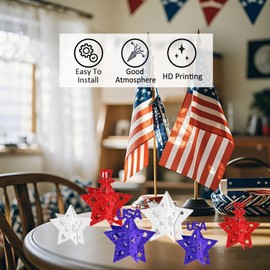 DWEARTY 6 4th of July Table Decorations and 12 Small American Flag - Fourth of July Centerpieces for Table - Memorial Day Red White Blue Home Decoration - Indoor Patriotic Independence Day Star Decor