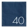 Ginger Ray 40th Birthday Navy Paper Napkin - 40 -