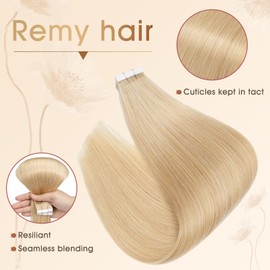 Rich Choices Tape in Hair Extensions Human Hair 18 Inch 10Pcs Natural Blonde Tape Hair Extensions Real Remy Human Hair Extension Silky Straight Seamless Hair Extensions Tape ins
