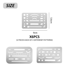6 Piece Drawing Stencils, Stainless Steel Cutout Stencils, Reusable Stencil Kit, Metal Painting Tools, Mechanical Drawing