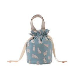 DDintex FLORET LONDON Drawstring Pouch, Miao, Blue, φ4.7 x 7.1 inches (12 x 18 cm) [Using Liberty Print]
