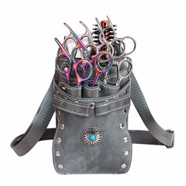Hairdresser Waist Bag, Retro Hairdresser Scissor Bag, Scissors Holster, Hairdressing Bag, Tool Bag, Pet Groomer Scissors Bag for Salon (Grey)
