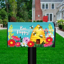 Briarwood Lane Bee Happy Hive Spring Magnetic Mailbox Cover Beehive Standard