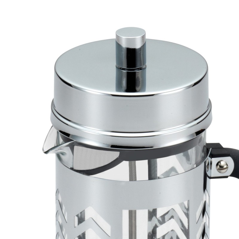 BonJour Coffee Glass and Stainless Steel French Press, 33.8-Ounce, Chevron
