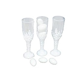 nst 24 Plastic Miniature champagne flute Cup Candy Holder Favor 4" Tall White