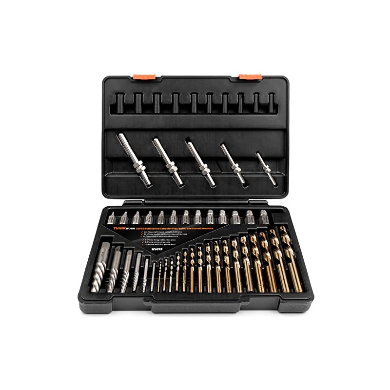 55-Piece Easy Out Screw Extractor Set with Broken Bolt Extractor