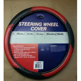 ATEPRO.USA ~Red / Black Steering Wheel Cover Fits 14.5" to 15.5"  Steering Wheels