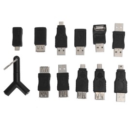 12Pcs USB2.0 Adapter 3.5mm 2 in 1 Audio Adapter Converter Electronic Accessories