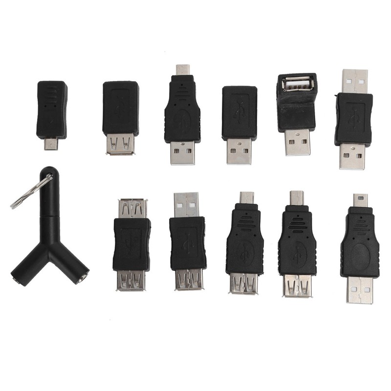 12Pcs USB2.0 Adapter 3.5mm 2 in 1 Audio Adapter Converter
