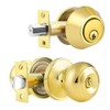 Probrico Door Knob and Double Cylinder Deadbolt Lock Set, Polished