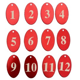 Sourcemall Aluminum Alloy Numbered Tags with Key Ring (Red, 1-25)